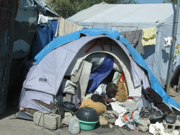 Approximately 100,000 people in Haiti live in tents