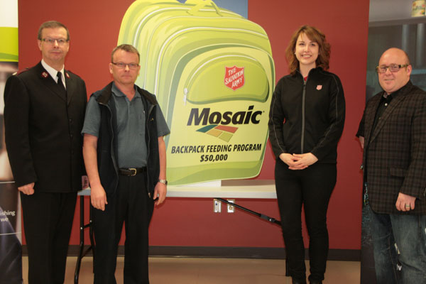 The Salvation Army, in partnership with The Mosaic Company, is providing backpacks filled with nutritious food to at-risk elementary students in Regina