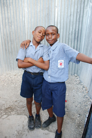 Schoolchildren in Delmas 2 pose for the camera