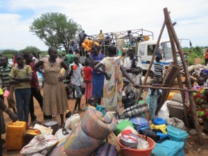 The Salvation Army- World Missions- refugees waiting for transport