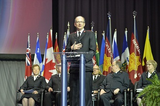 Major Jamie Braund addresses the cadets