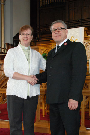 Reverend Susan White and Major Hedley Bungay lead the partnership between the centre and George Street United Church