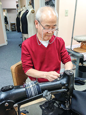 David Kang at his sewing machine