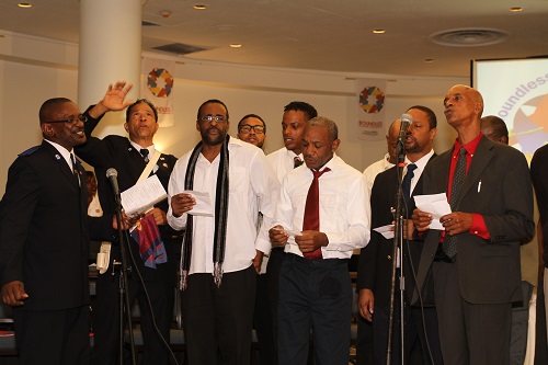 A group of men from the Harbour Light sing Your Grace and Mercy