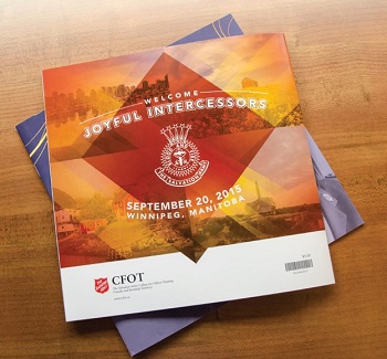 Back cover of CFOT's 2015 commissioning book, which Samson designed