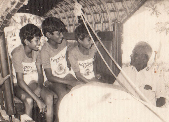 Nihal (middle) with friends at the Kalutara Boys' Home