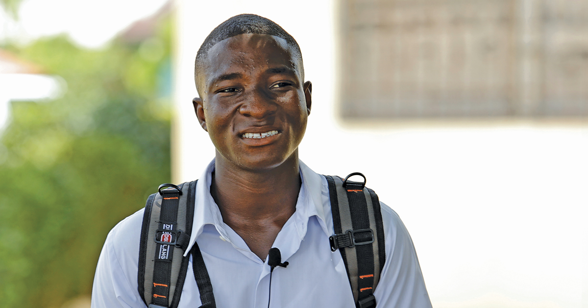 Aaron, a student at John Gowans Junior and Senior High School in Liberia
