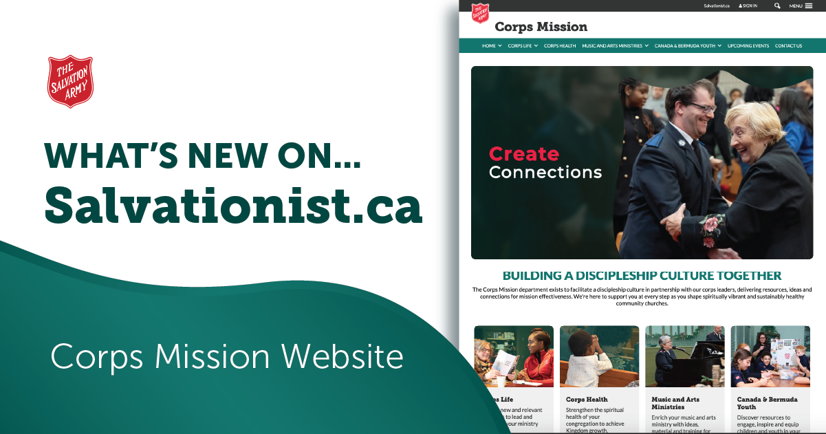 What's new on salvationist.ca? Mission, Vision and Values site.