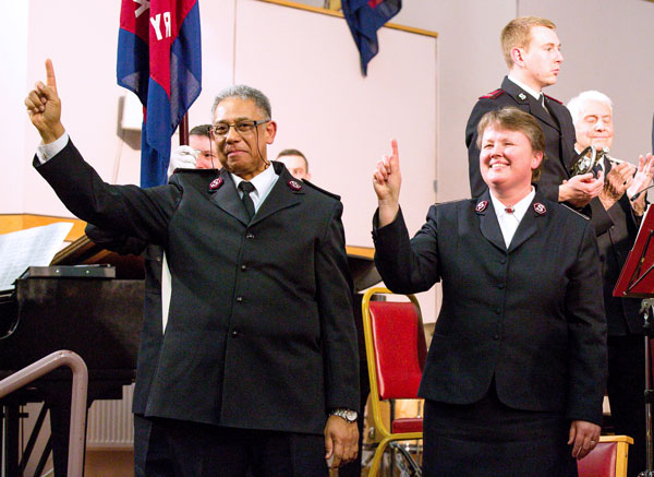 Commissioners Clive and Marianne Adams are installed as leaders of the United Kingdom Territory with the Republic of Ireland