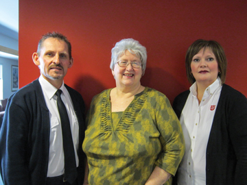 Bonnie Bonnetta with her corps officers, Captains Jim and Michelle Mercer