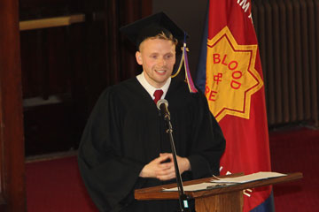 Valedictorian Scott Penner addresses graduates at the convocation ceremony