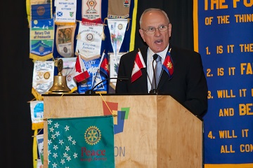 Dr. Frank Stechey speaks at a recent Salvation Army luncheon