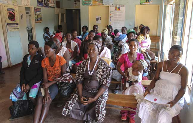 New and expectant mothers wait to see the nurse at the hospital clinic