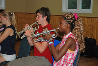 Mark Burford and Lader Lemvo play cornet at National