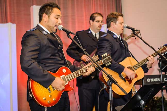 Cadets lead a time of worship during welcome service