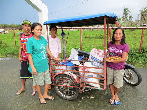 A family receives aid from The Salvation Army