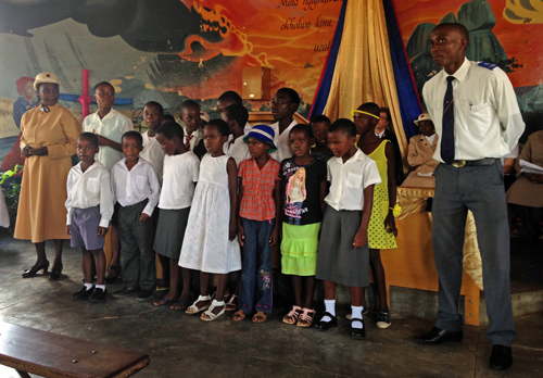 A children's singing group at Tshelanyemba Corps