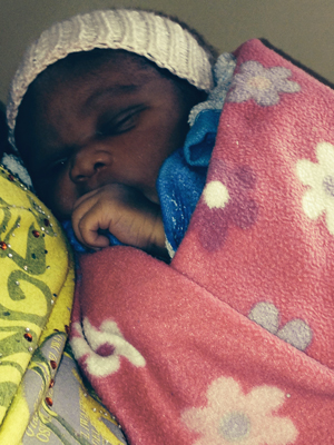 A newborn baby in the maternity ward at Tshelanyemba Hospital