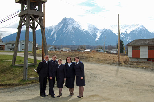 From left, Major David Allen, CFOT principal; Cadets Matthew and Whitney Reid, Cadet Stephanie Sawchuck and Cadet Kaitlin Adlam enjoy the scenery in northern B.C. 