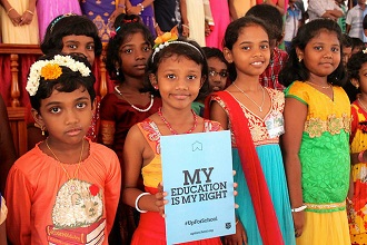 The children at Booth Tucker Memorial Hall are #UpForSchool, signing the petition to show they support education for all