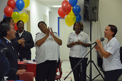 Salvationists enter into a time of praise and worship