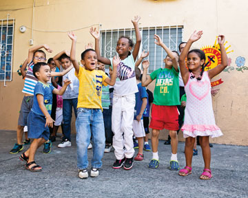 Photo of happy children on playground