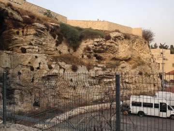 The location of Golgotha is debated, but this skull-like rock face is one possible location