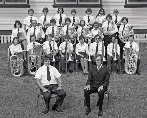 Robert (right) with the band led by Deryck Diffey at National Music Camp in 1976