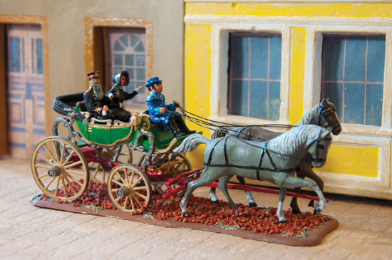 General William and Catherine Booth take a ride in a horsedrawn carriage. “This was a conversion of a Revell model kit that I completed two years ago”