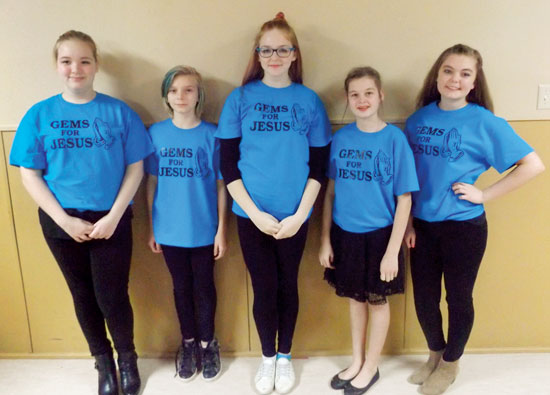 Lethbridge Corps' thriving youth program includes the musical group, Gems for Jesus. From left, Shawna Holloway, Helen Smart, Jessie Ann Penney, Angelina Diamond and Sky Diamond