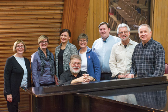 Louise Downey, Cathie Koehnen (deputy songster leader), Janine van der Horden, Nancy Turley, Jeremy Avery, Mjr David Ivany and Glenn Court rehearse with Mjr Len Ballantine at Yorkminster Citadel in Toronto