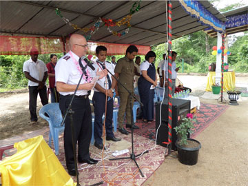 Mjr Peter McGuigan speaks at the well openings