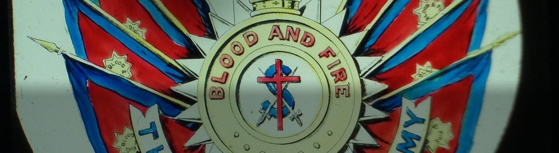 Salvation Army Crest surrounded by Army Flags