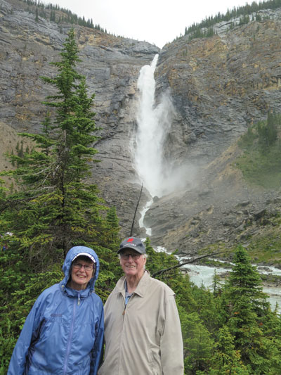 Mjrs Cathie and Ray Harris at Takakkaw Falls, Alta.