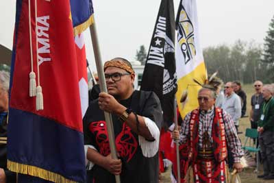 Photo of grand entry at pow wow