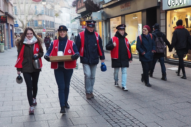 Salvation Army volunteers hit the streets of Strasbourg to provide coffee and comfort