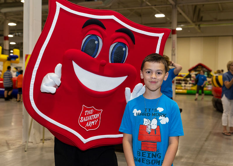 A young boy has fun with Shieldy