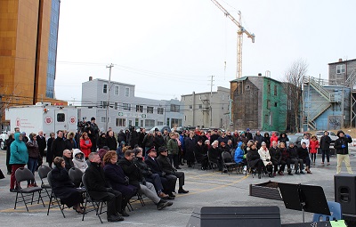 A large crowd gathered at the site of the new Centre of Hope
