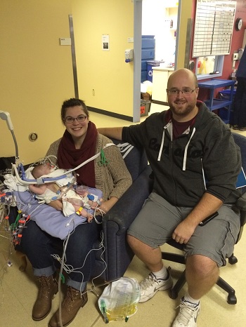 Sarah, AJ and Laura, shortly before her fourth open-heart surgery