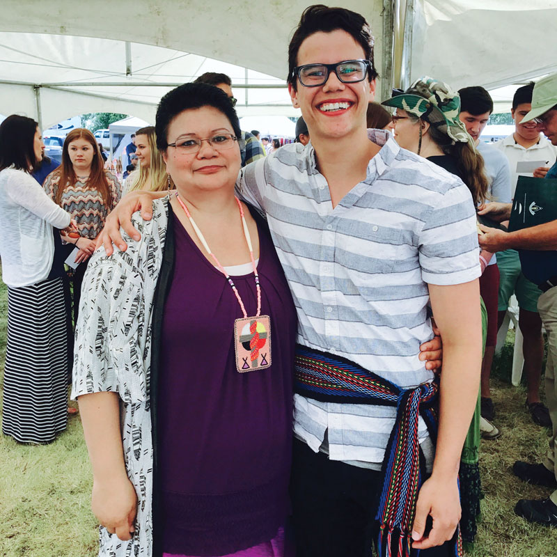 Shelly Mercredi and her son, Riley, at the Peace River Pow Wow and Aboriginal Gathering in Alberta