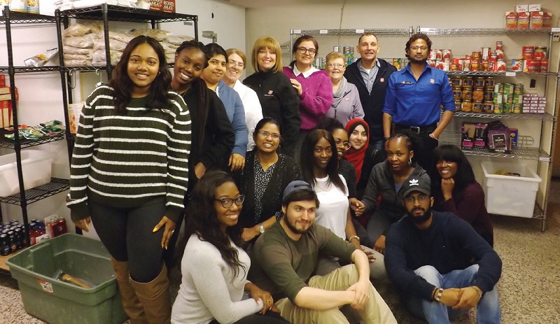 Staff and students relax after a full day's work