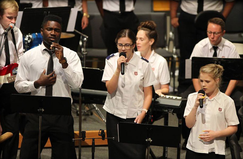 Students lead worship at the final program