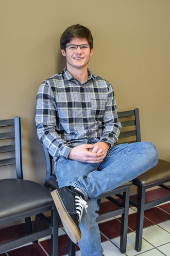 Paul Morgan in the cafeteria at Booth University College