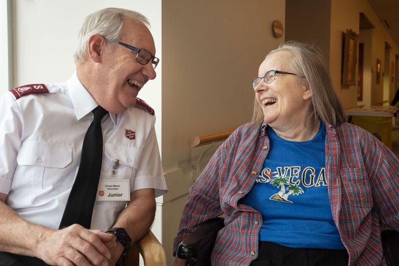 Lt-Col Junior Hynes with a client at Grace Manor in Ottawa (Photo: Joel Johnson)