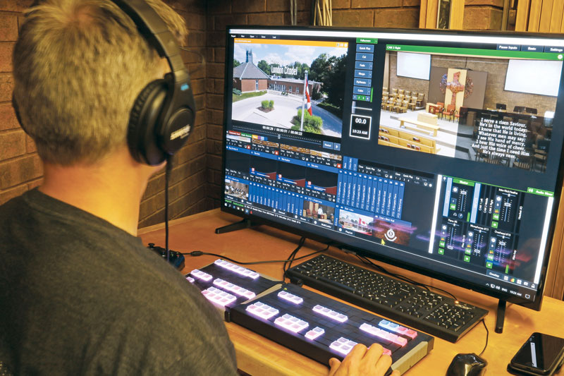 The livestreaming setup at London Citadel, Ont.