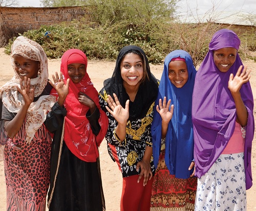 Molly Thomas with a group of young women in Somalia