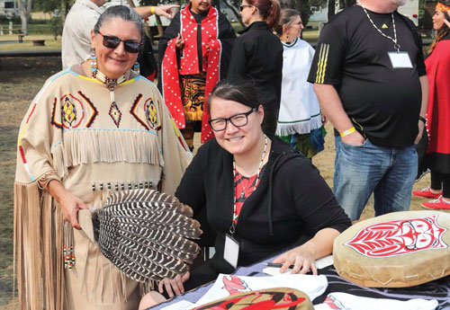 Stoney and Mjr Shari Russell at The Salvation Army’s Celebration of Culture pow wow in August 2018
