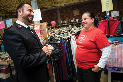 Cpt Velasquez and Marina Giron at the Salvation Army thrift store in Sherbrooke, Que.