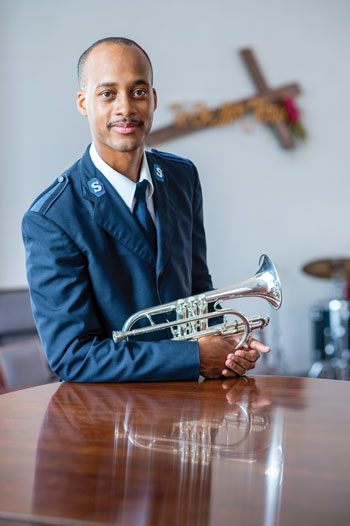 Sheldon Fox II wears his Salvation Army uniform