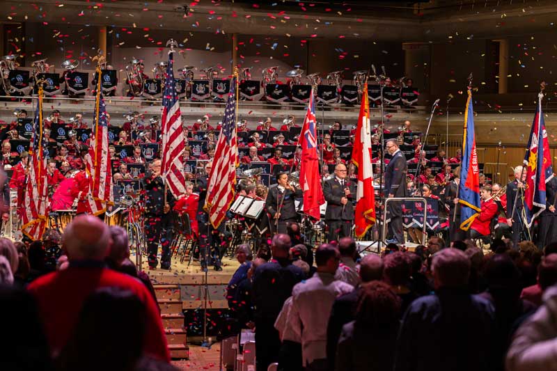 Confetti fills Roy Thomson Hall as the massed concert concludes